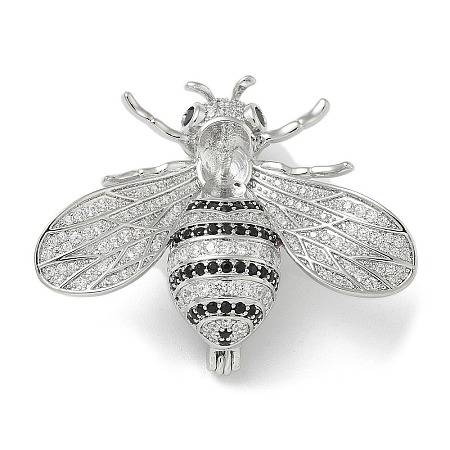 Bee Brass Cubic Zirconia Brooches JEWB-Q013-03P-1