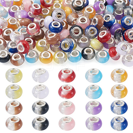100Pcs 10 Colors Transparent Resin Rondelle European Beads RESI-TA0005-17-1
