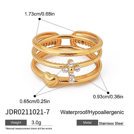 3Pcs 316 Surgical Stainless Steel with Clear Cubic Zirconia Finger Rings for Women FS-WG7760B-03-1