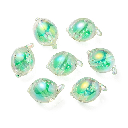 UV Plating Rainbow Iridescent Acrylic Beads OACR-F004-07I-1