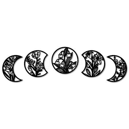 Wood Moon Phase Pendant Decoration HJEW-WH20013-002-1