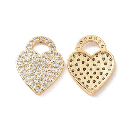 Heart Brass Micro Pave Clear Cubic Zirconia Pendants KK-G435-29G-1