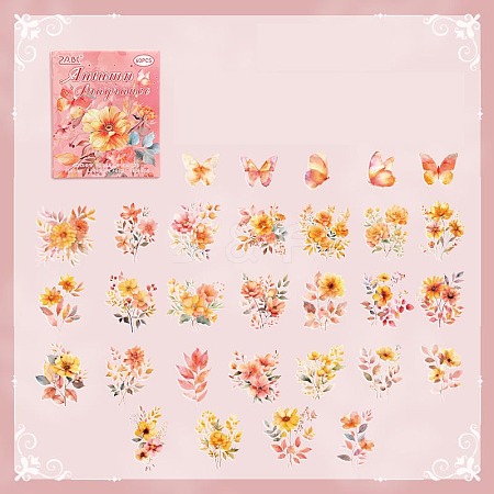 60Pcs PVC Self-Adhesive Flowers Stickers PW-WG3B3DC-05-1