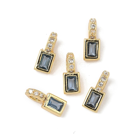 Brass Micro Pave Cubic Zirconia Charms KK-Q039-04B-G-1