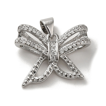 Rack Plating Brass Micro Pave Clear Cubic Zirconia Pendants KK-R158-06P-1