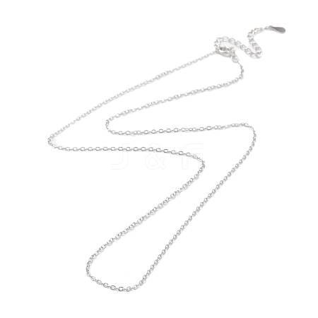 Anti-Tarnish Rhodium Plated 925 Sterling Silver Flat Cable Chain Necklace NJEW-A011-01C-P-1