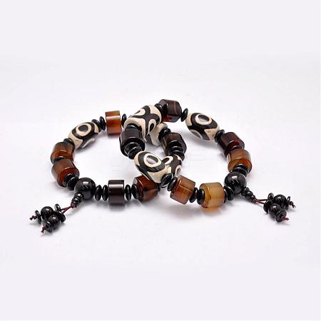Natural & Dyed Agate Beads Buddha Bracelets BJEW-A107-31-1
