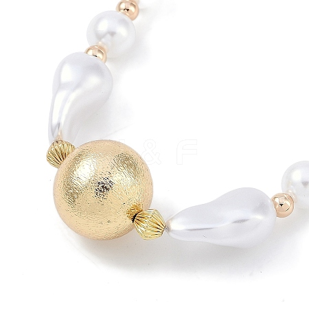 Rack Plating Brass & ABS Imitation Pearl Beaded Necklaces NJEW-P317-13C-G-1