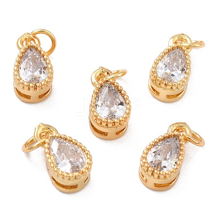 Real 18K Gold Plated Brass Inlaid Cubic Zirconia Charms ZIRC-L100-077G-01-1