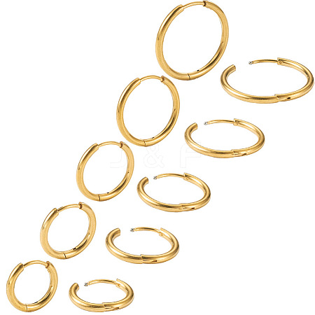  10Pcs 5 Size 316L Surgical Stainless Steel Huggie Hoop Earrings for Girl Women EJEW-TA0001-10-1