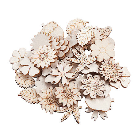 100Pcs Unfinished Wood Piece Decorations WOOD-CJ0001-54-1