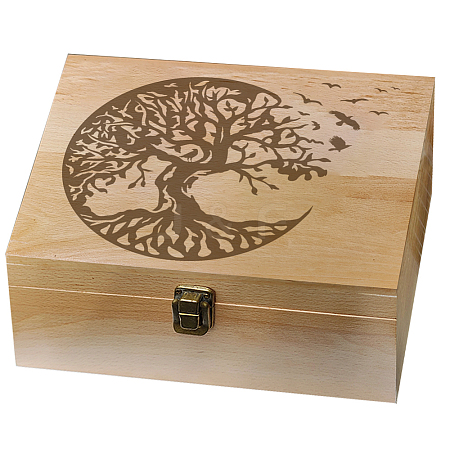 Rectangle Wooden Memory Keepsake Boxes with Lids CON-WH0101-004-1
