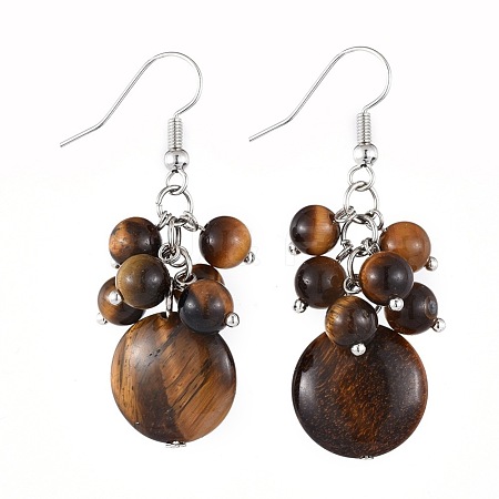 Natural Tiger Eye Dangle Earrings EJEW-JE03586-03-1