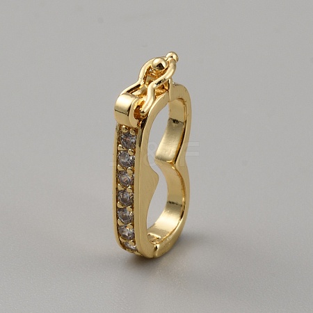 Brass Micro Pave Clear Cubic Zirconia Twister Clasps KK-WH0064-04G-1