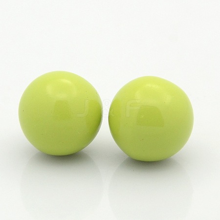 No Hole Spray Painted Brass Round Ball Beads Fit Cage Pendants KKB-J001-07-1