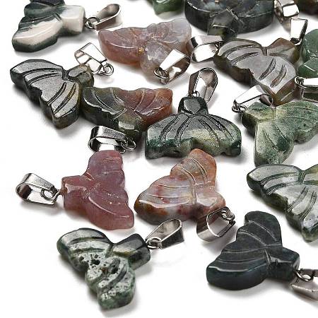 Natural Indian Agate Pendants G-Z067-01P-08-1