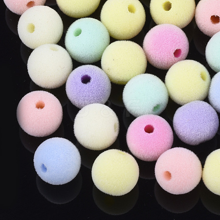Flocky Acrylic Beads OACR-T005-27-8mm-1