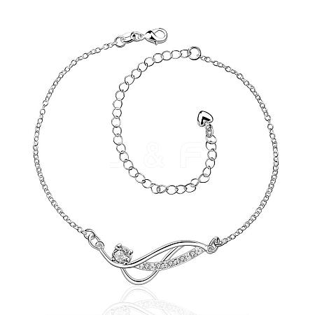 Delicate Silver Color Plated Brass Cubic Zirconia Anklets AJEW-BB08968-B-1