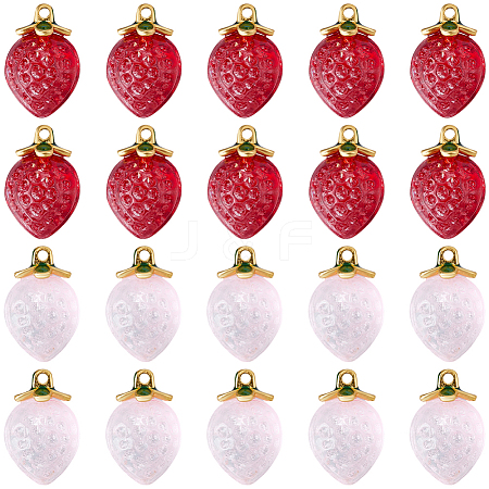 40Pcs 2 Colors Transparent Glass Pendants GLAA-SC0002-93-1