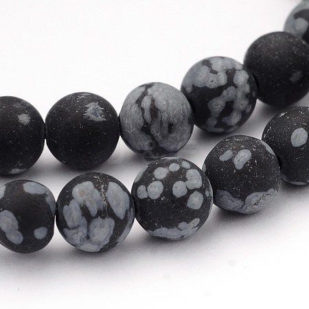 Natural Snowflake Obsidian Gemstone Beads G-J338-03-6mm-1