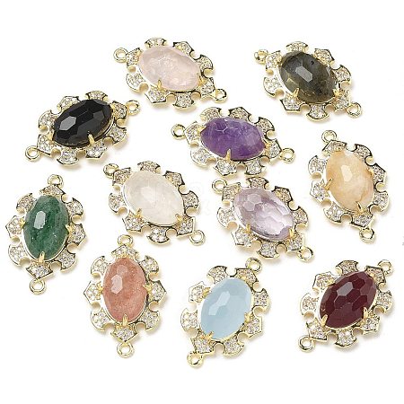 Natural Mixed stone Faceted Oval Connector Charms G-G181-06G-1