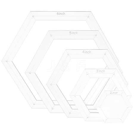 2/3/4/5/6 Inch Hexagon Quilting Template TOOL-WH0002-44-1