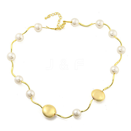 Brass Beaded Necklaces NJEW-P307-02G-1