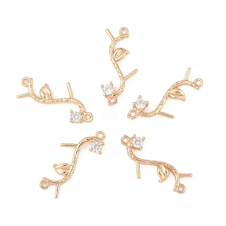 5Pcs Brass Micro Pave Cubic Zirconia Links Connectors KK-YW0003-34-1