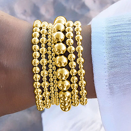 7Pcs CCB Round Beaded Stretch Bracelets WGF8C34-04-1