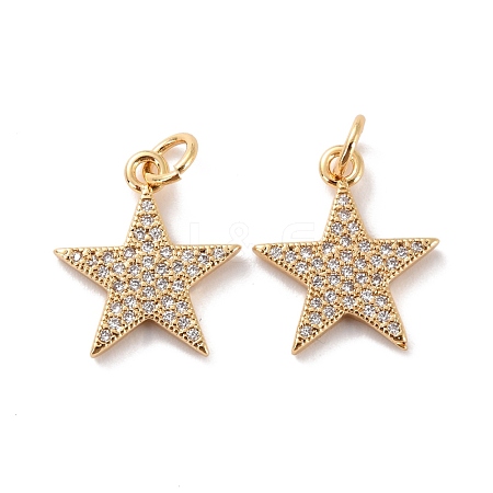Brass Micro Pave Clear Cubic Zirconia Charms ZIRC-Z018-15G-A-1