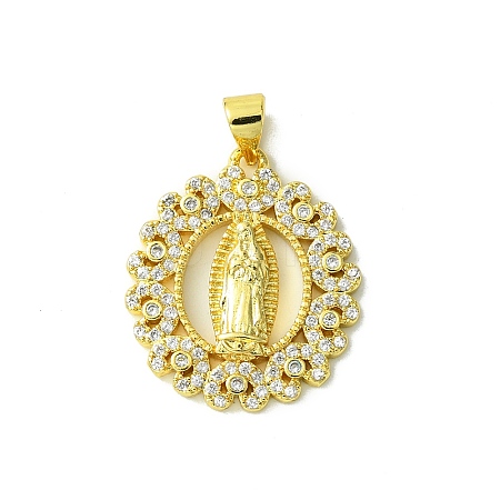 Real 18K Gold Plated Brass Micro Pave Cubic Zirconia Pendants KK-H472-33G-01-1