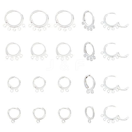 SUPERFINDINGS 24Pcs 4 Style Rack Plating Eco-friendly Brass Huggie Hoop Earring Findings KK-FH0006-62-1