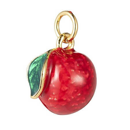 Brass Enamel Fruit Charms KK-O140-08-1