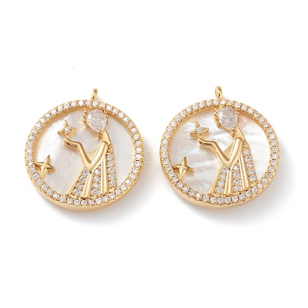 Real 18K Gold Plated Brass Micro Pave Clear Cubic Zirconia Pendants ZIRC-Z007-22L-1