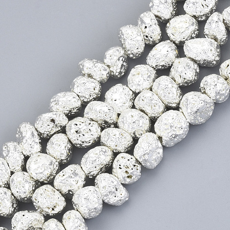 Electroplated Natural Lava Rock Beads Strands G-S352-29S-1