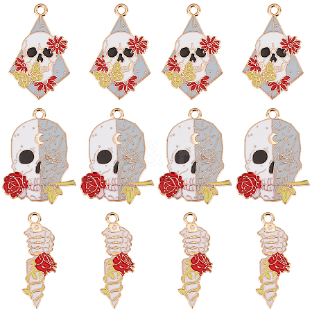 SUNNYCLUE 30Pcs 3 Style Halloween Alloy Enamel Pendants ENAM-SC0003-13-1