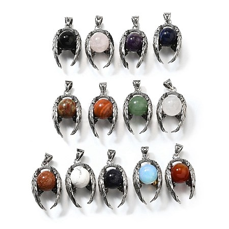 Mixed Stone Round Pendants G-K339-03AS-1