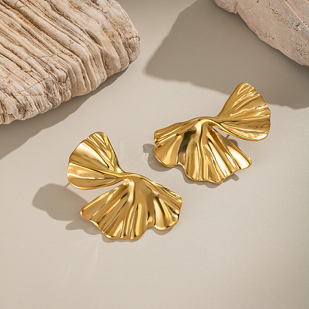 304 Stainless Steel Leaf Stud Earrings ND8551-1-1