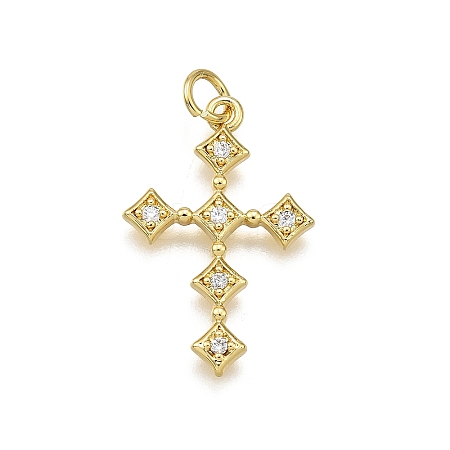 Brass Micro Pave Cubic Zirconia Pendants X-KK-Z100-34G-02-1