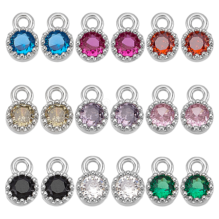 18Pcs 9 Colors Brass Glass Charms KK-PH0012-47P-1