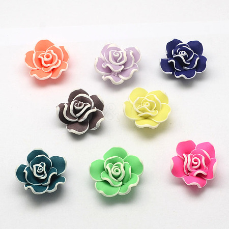 Handmade Polymer Clay Big 3D Flower Beads X-CLAY-Q195-40mm-01-1