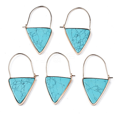 Synthetic Turquoise Triangle Dangle Hoop Earrings G-S359-363F-1