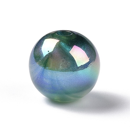 UV Plating Rainbow Iridescent Acrylic Beads OACR-C010-14C-1