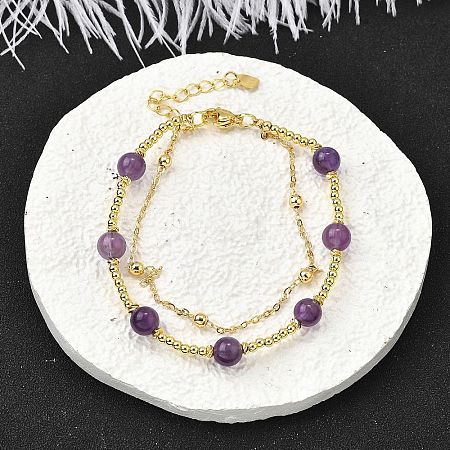 Natural Amethyst Bracelets BJEW-D330-01G-05-1