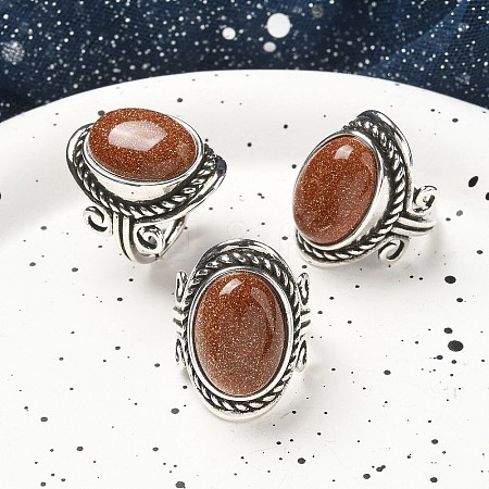 Synthetic Goldstone Adjustable Rings RJEW-I108-01AS-07-1