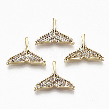 Brass Micro Pave Clear Cubic Zirconia Pendants RJEW-T063-43G-NF-1