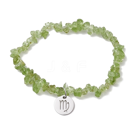 Natural Peridot Stretch Bracelets BJEW-JB11147-06-1