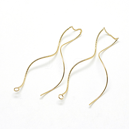Brass Chain Stud Earring Findings KK-T032-173G-1