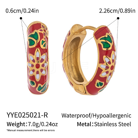 304 Stainless Steel Flower Hoop Earrings BA9451-2-1