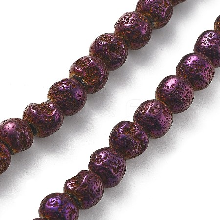 Electroplated Natural Lava Rock Beads Strands G-A251-E01-01B-1